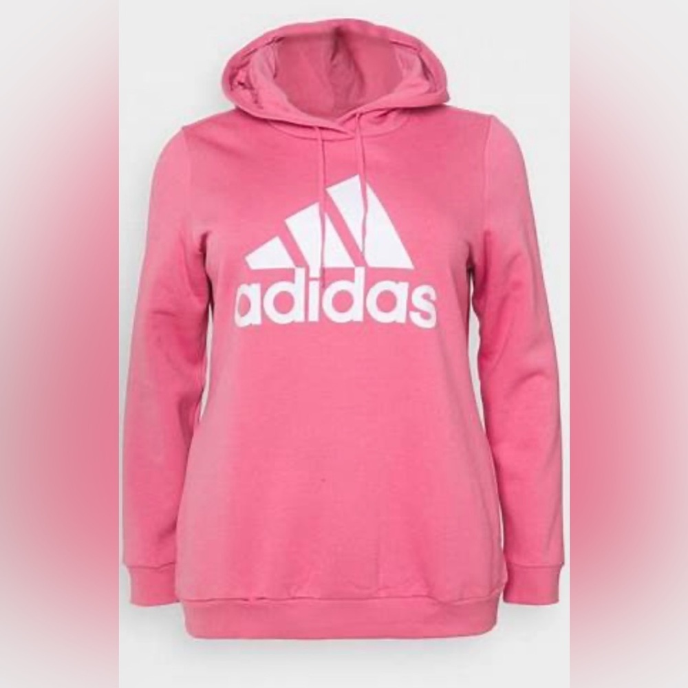 Adidas Women's Pink Essentials Big Logo Hoodie - Size L